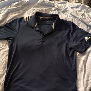 Adidas Men's Navy Polo with White Stripes